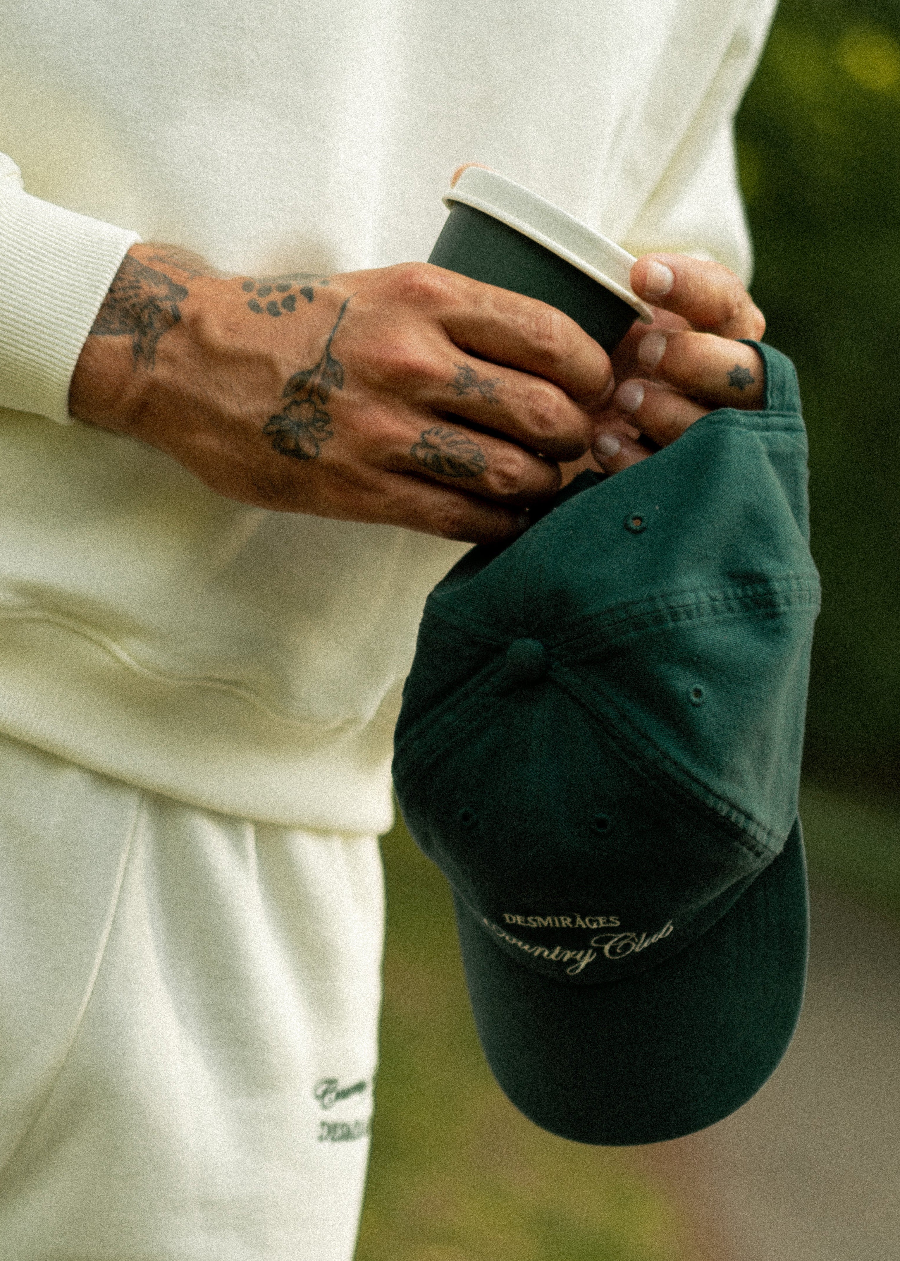 Dark Green cap close up