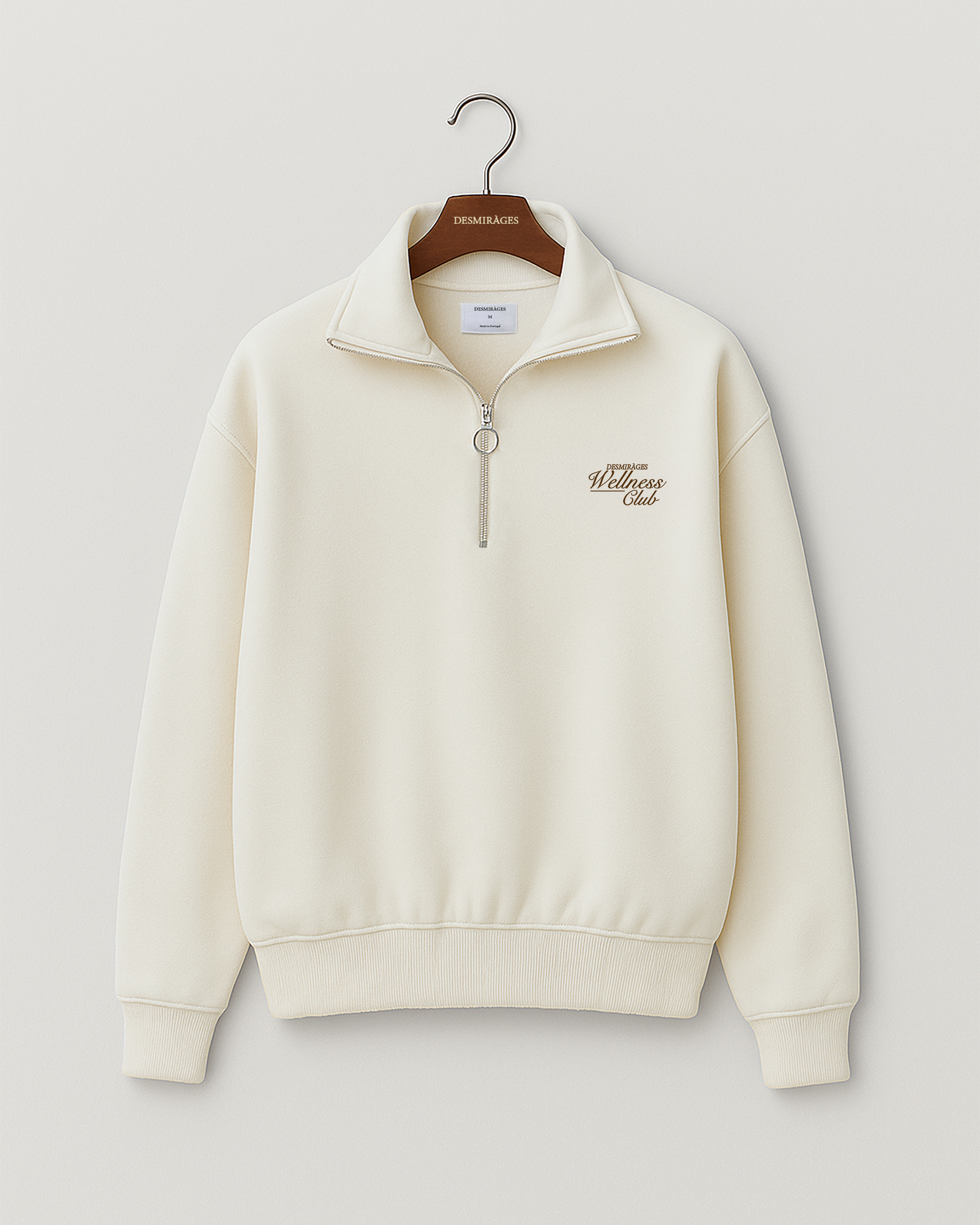 Quarter Zip Sweatshirt Ring zipper cream