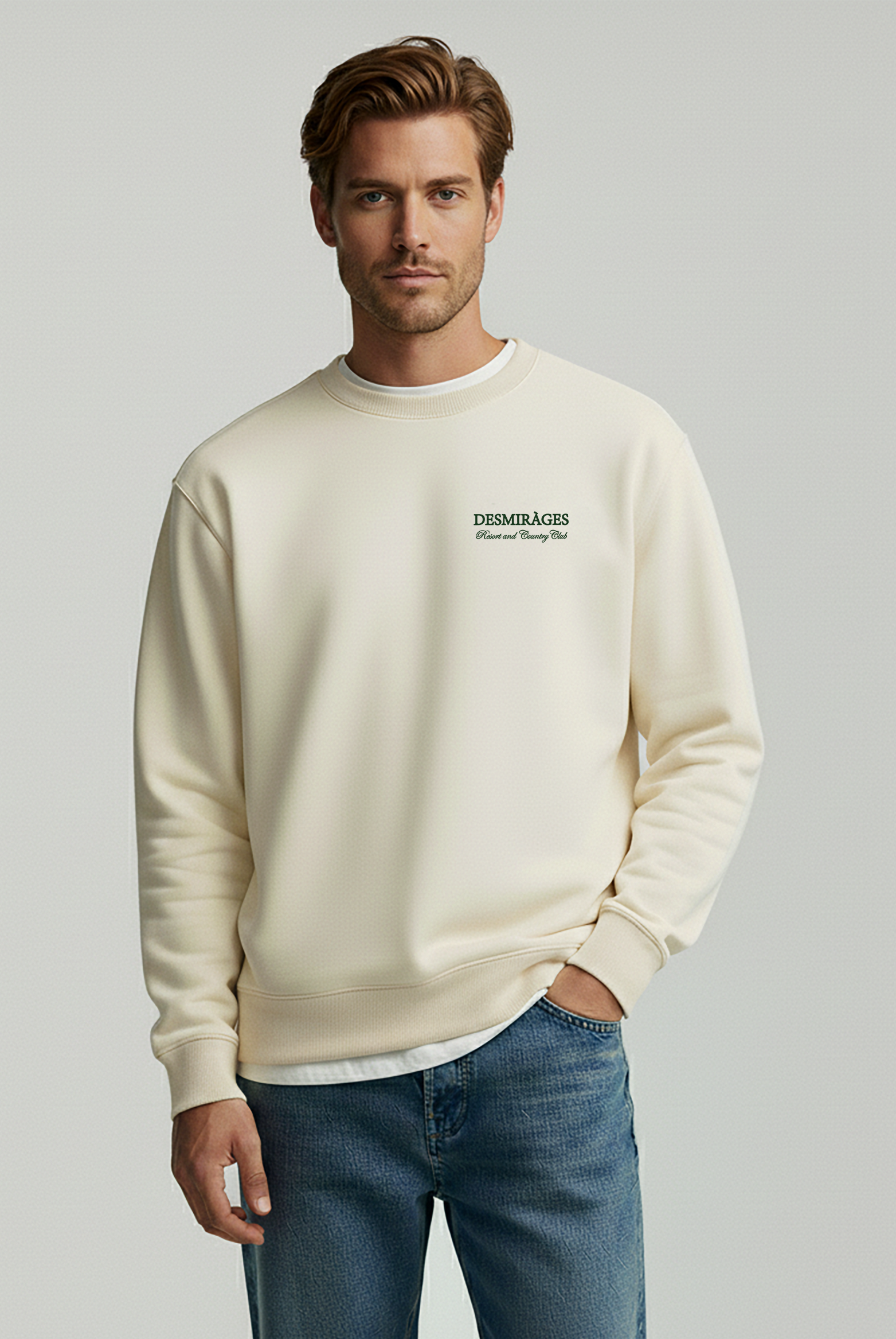 Oversized sweater for men cotton beige