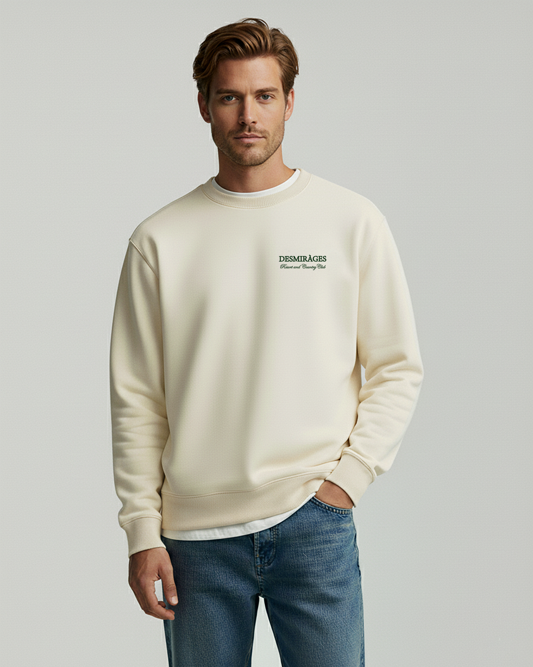 Oversized sweater for men cotton beige