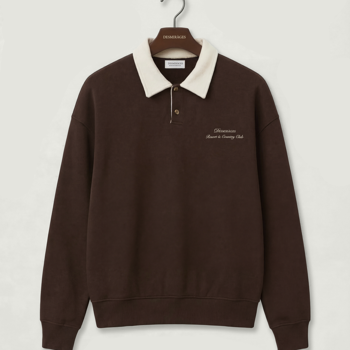 Oversized Polo Sweatshirt in Chocolat Brown/Cream – DESMIRAGES