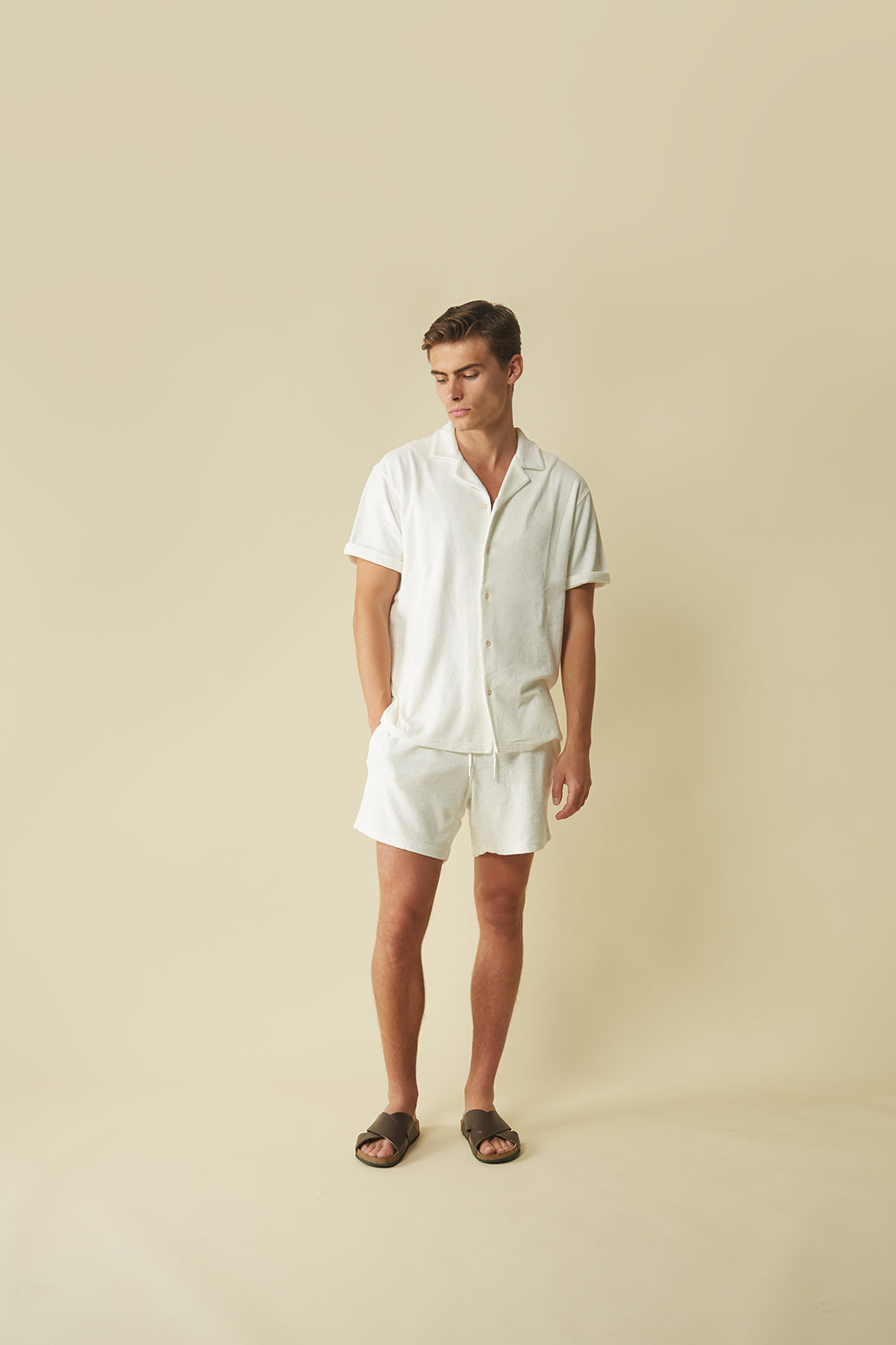 terry towelling set in off white