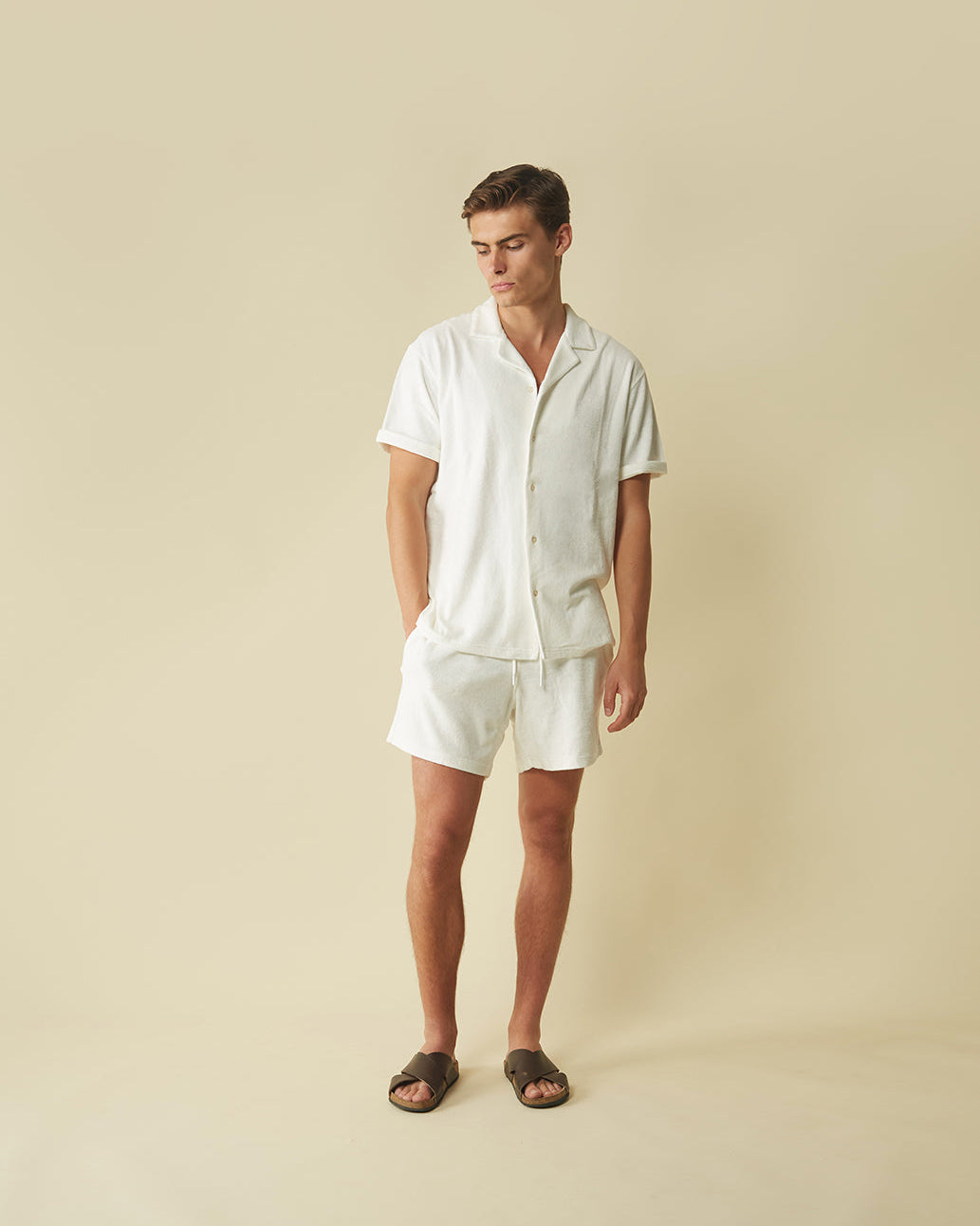 terry towelling set in off white