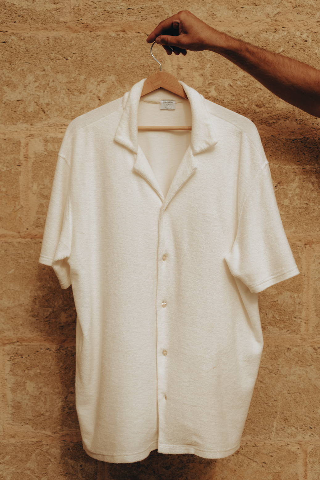 Terry towelling shirt in off white colour