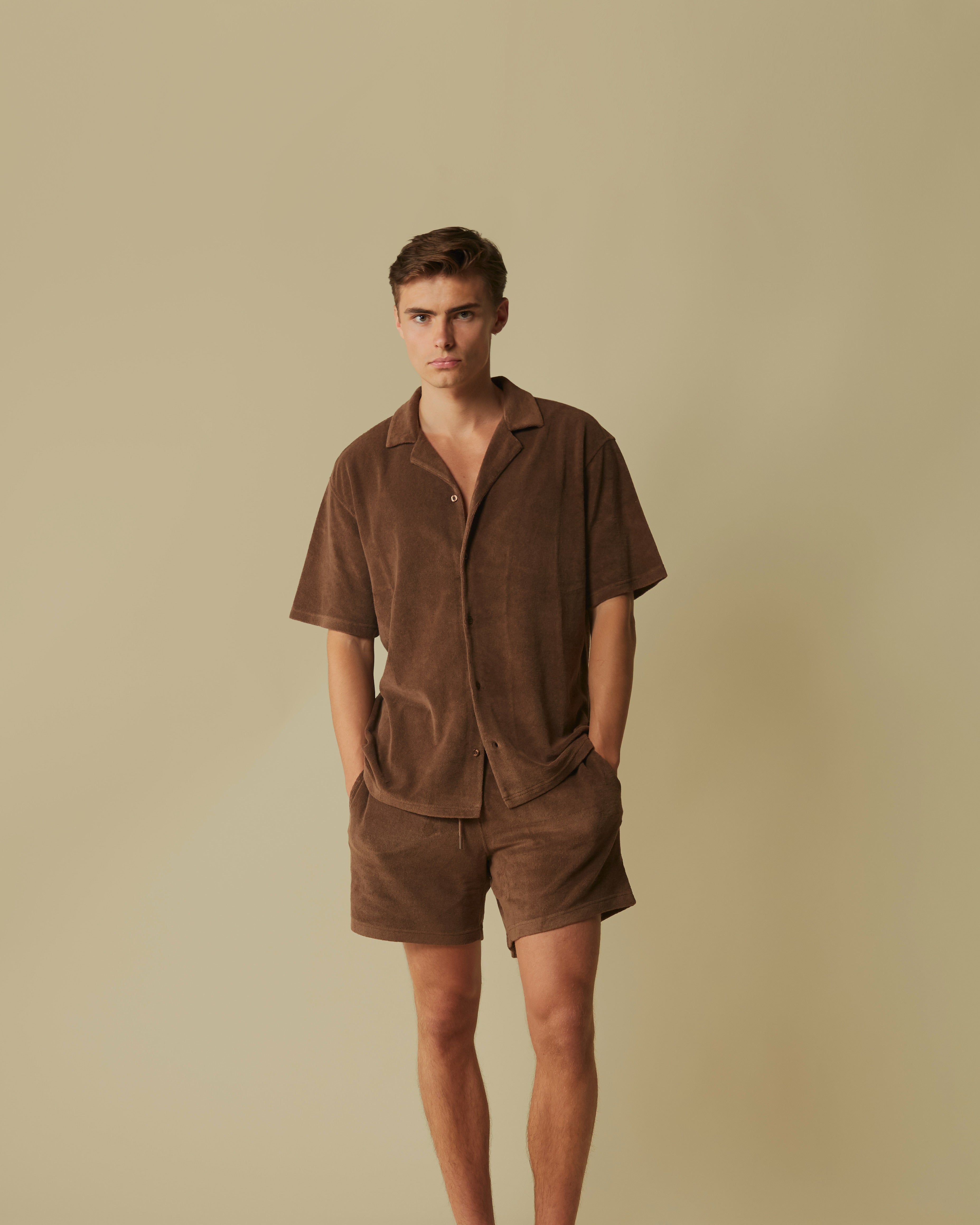 terry towelling summer set in brown