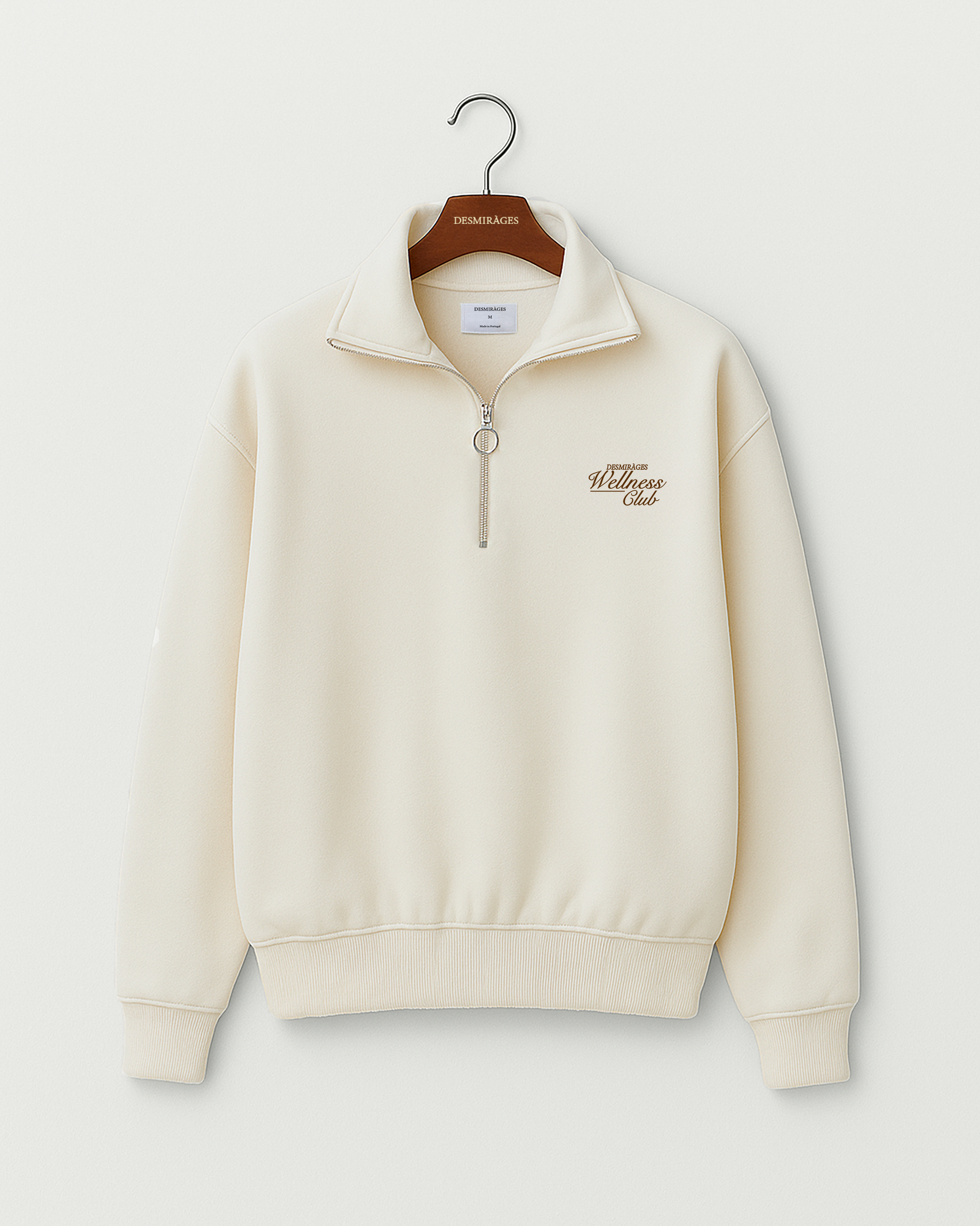Wellness Quarter-Zip Ring Sweatshirt Cream – DESMIRAGES